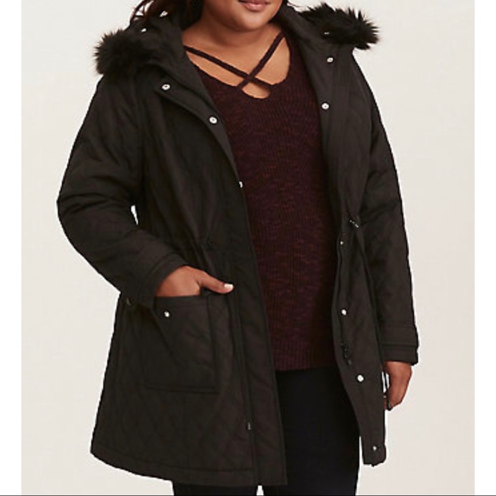 Torrid size 3 Quilted Faux Fur Parka Jacket